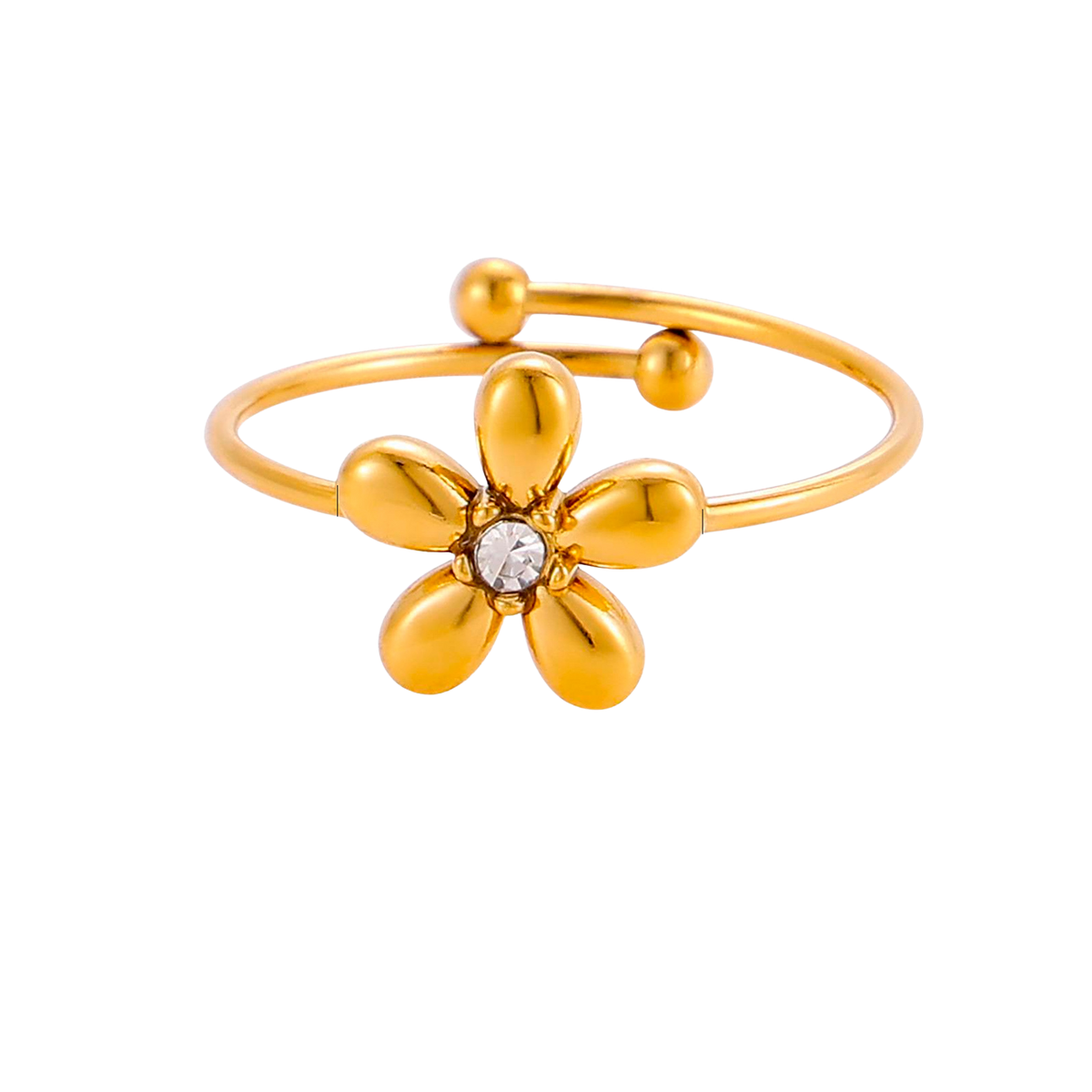 Golden Flower Adjustable Ring