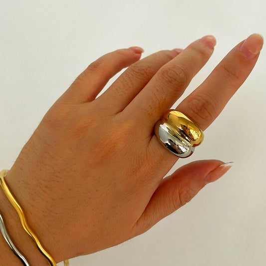 Double Stacked Statement Ring (Mixed Metal)