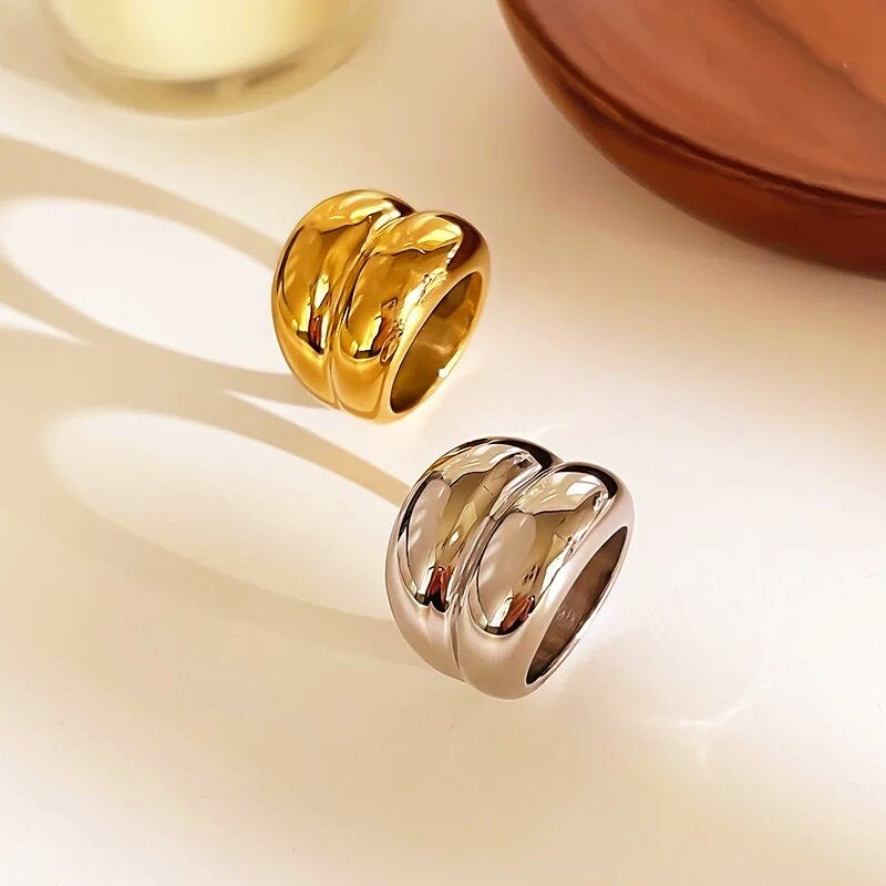 Double Stacked Statement Ring (Gold)