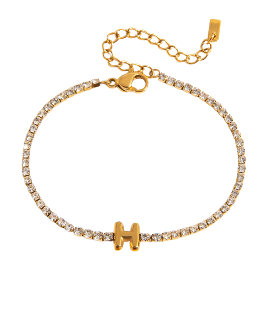 "Name It Diamonds" Adjustable Bubble Initial Tennis Bracelet