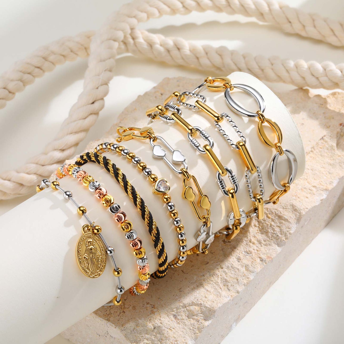 Gigi Mixed Metal paper clip everyday charm bracelet