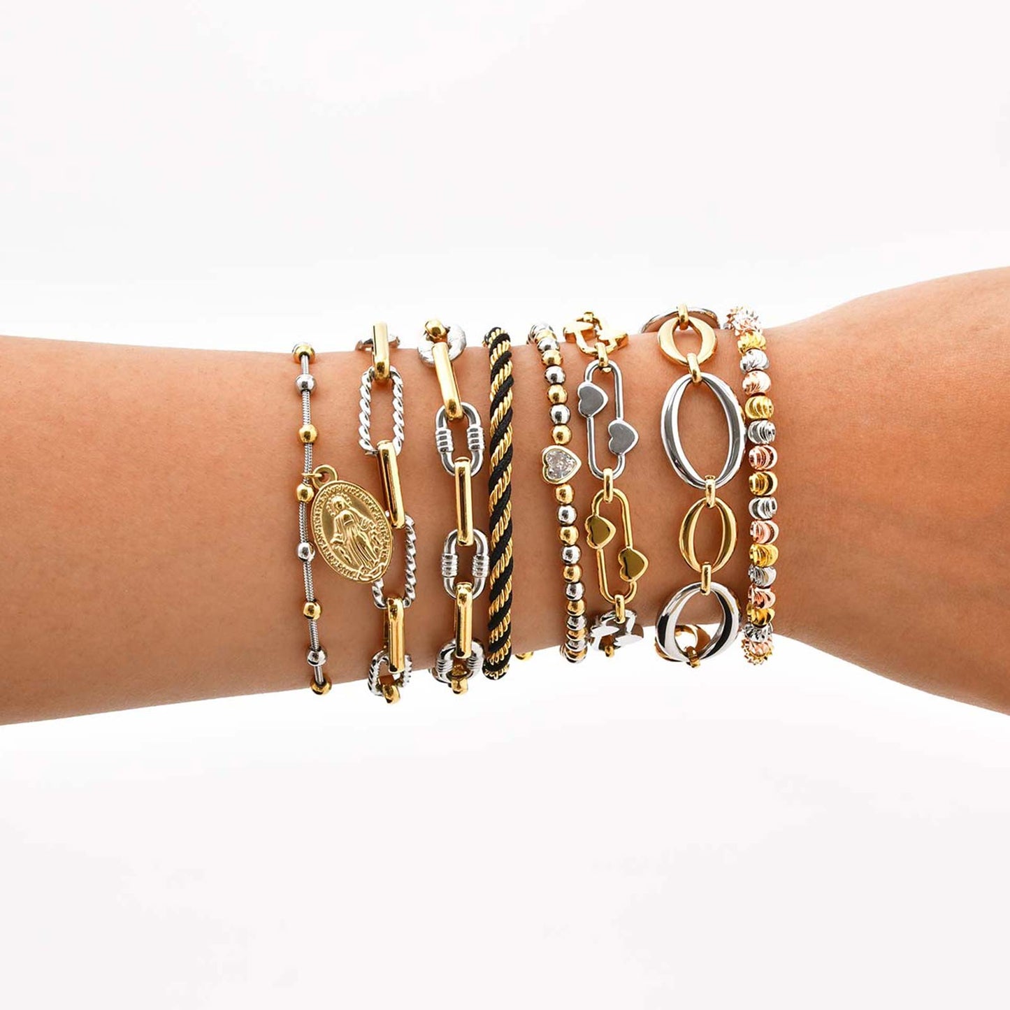 Gigi Mixed Metal paper clip everyday charm bracelet