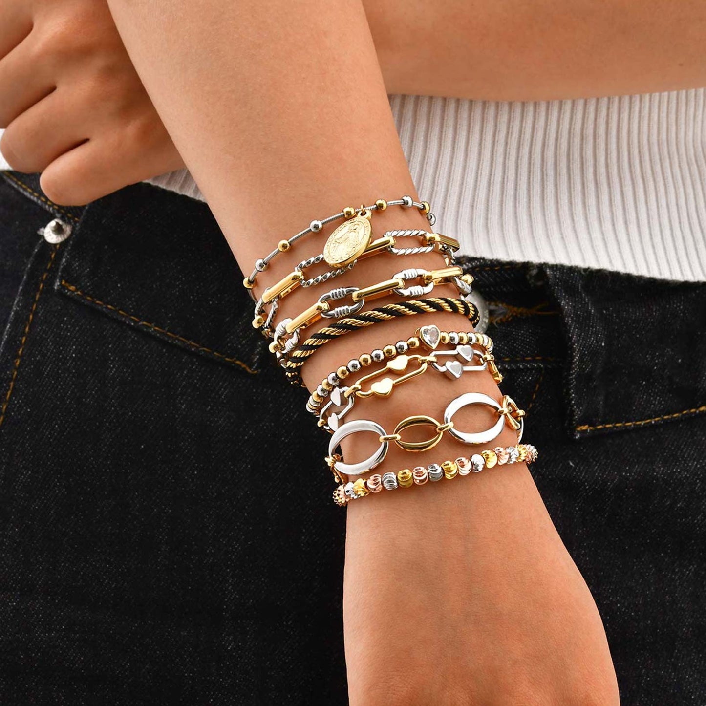 Gigi Mixed Metal paper clip everyday charm bracelet