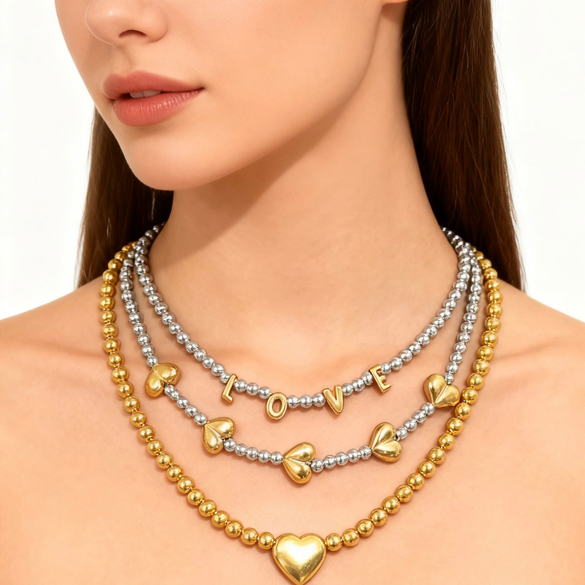 Love Bubble Mixed Metal Necklace
